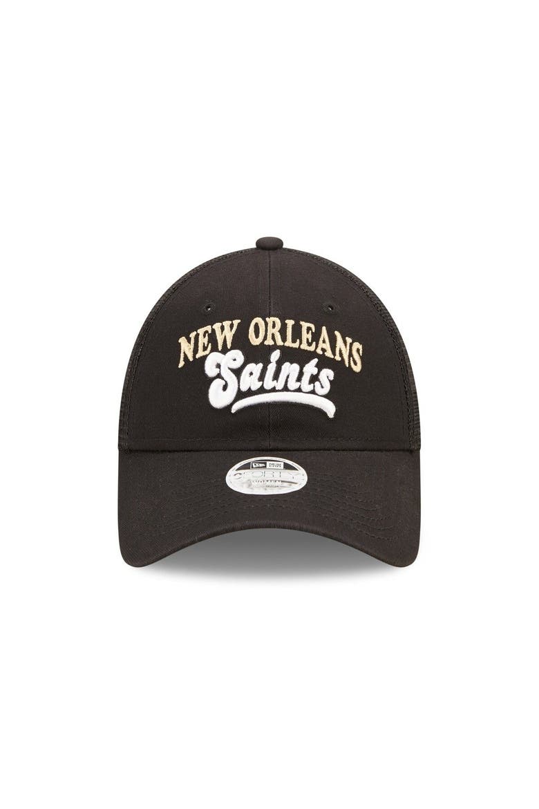 Women's New Era   Black New Orleans Saints Team Trucker 9FORTY Snapback Hat, Alternate, color, Black