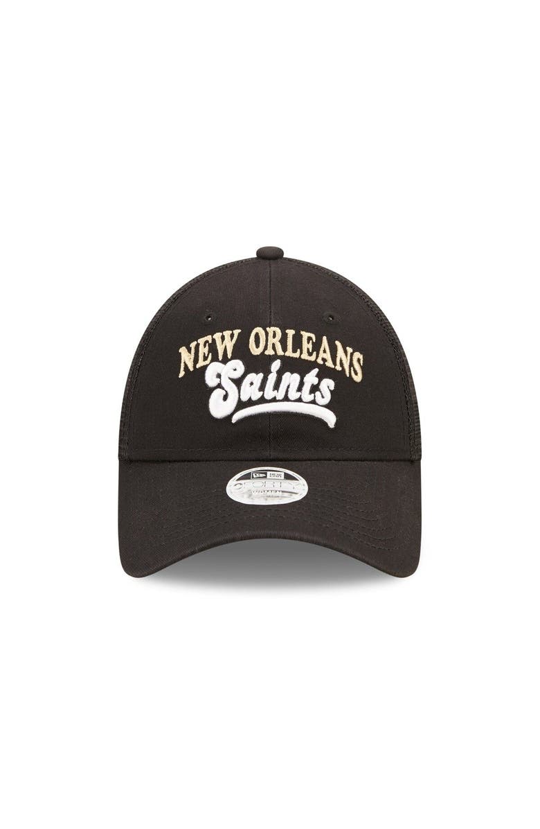 New Era Women's New Era Black New Orleans Saints Team Trucker 9FORTY Snapback Hat, Alternate, color,