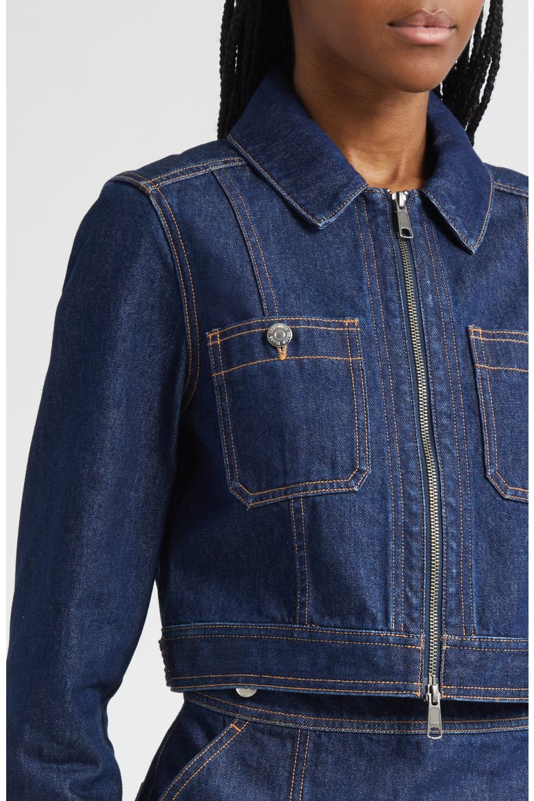 Patty Crop Denim Jacket, Alternate, color, INDIGO RINSE