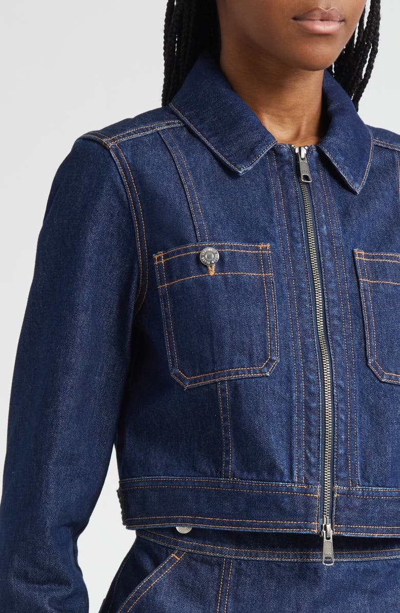 Veronica Beard Patty Crop Denim Jacket, Alternate, color, Indigo Rinse