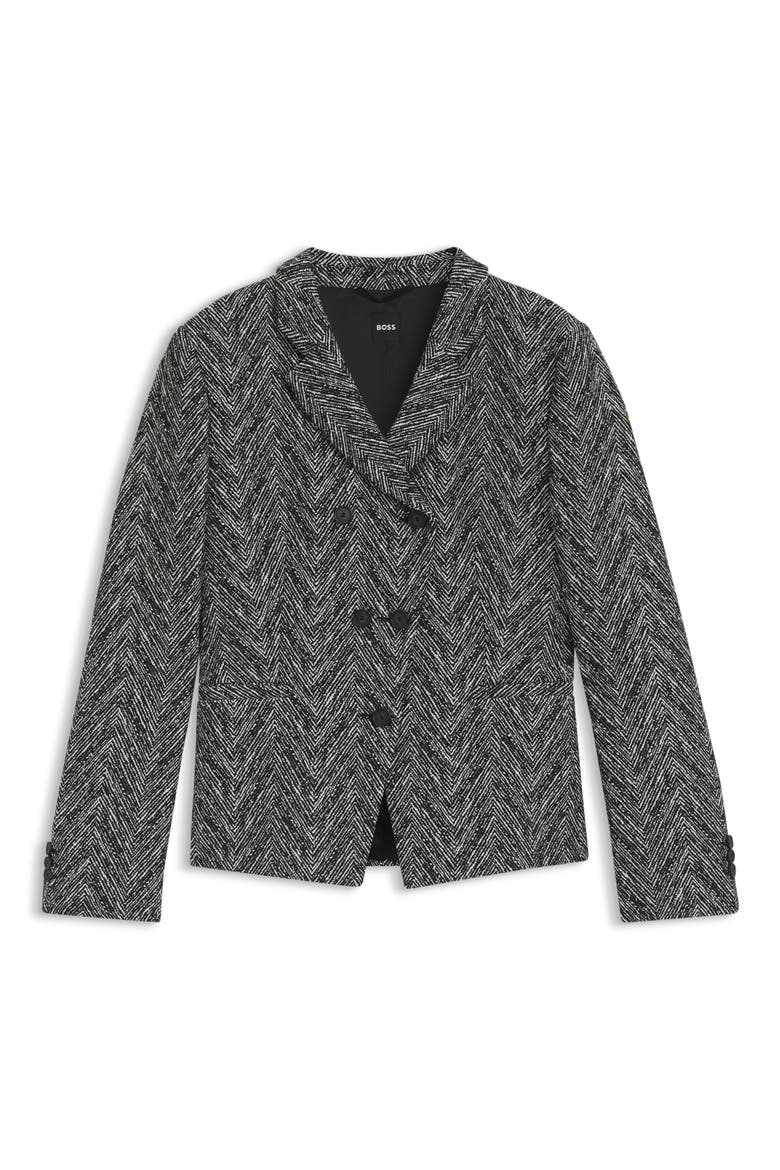 Jiarna Double Breasted Blazer, Alternate, color, MONOCHROME HERRINGBONE