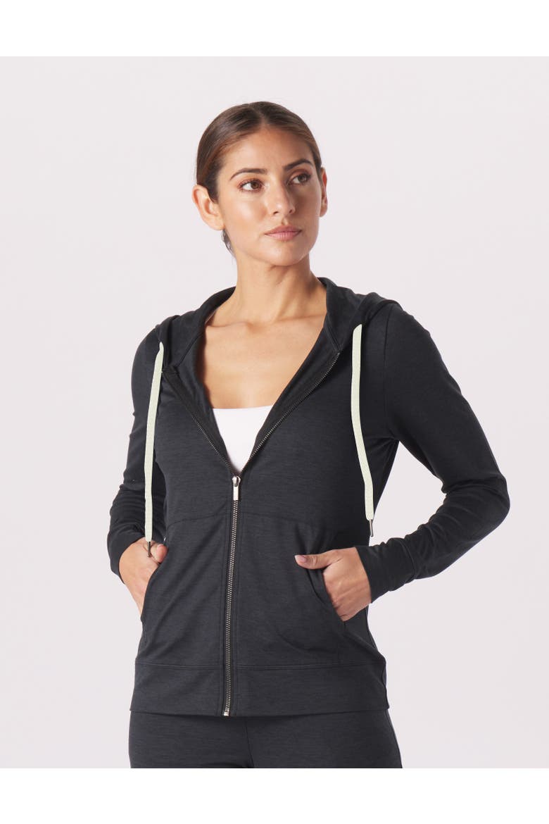 On The Go Lightweight Zip Up Hoodie, Alternate, color, Black Marble