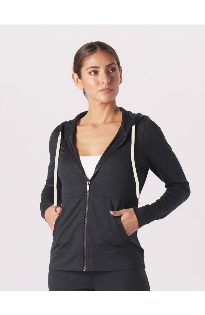 GLYDER On The Go Lightweight Zip Up Hoodie, Alternate, color, Black Marble