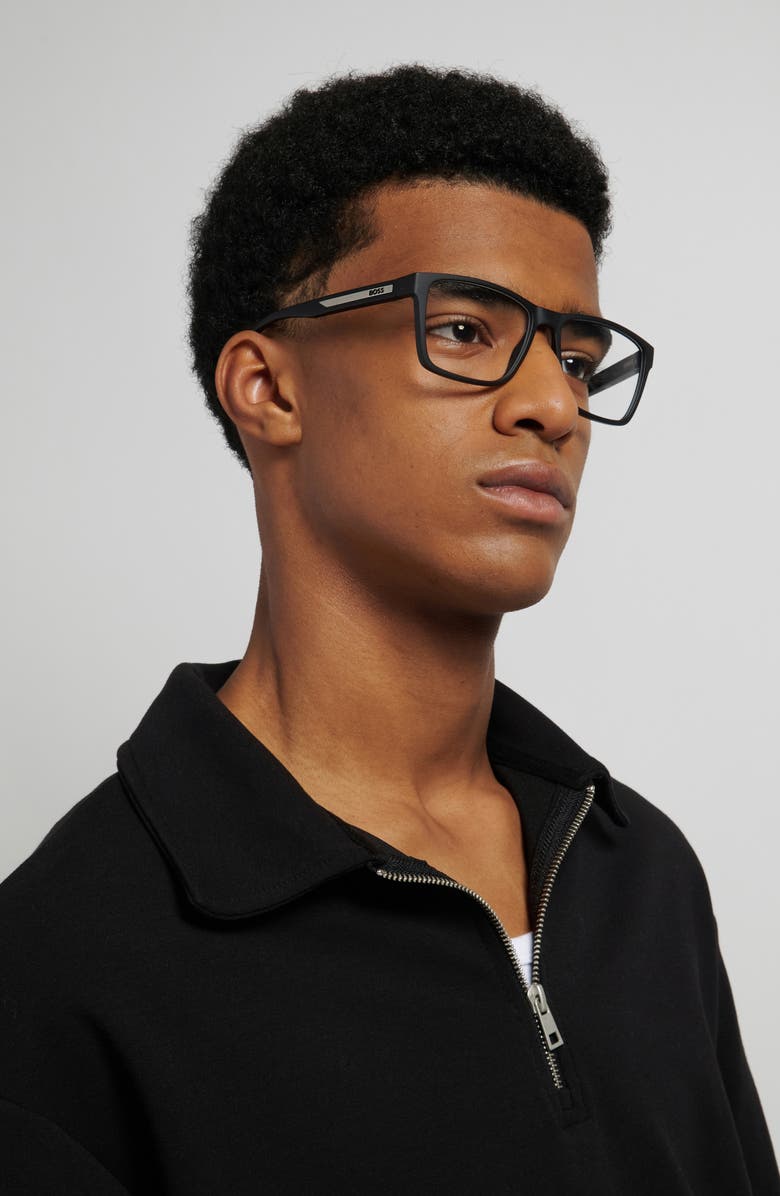 HUGO 57mm Rectangular Optical Glasses, Alternate, color, 