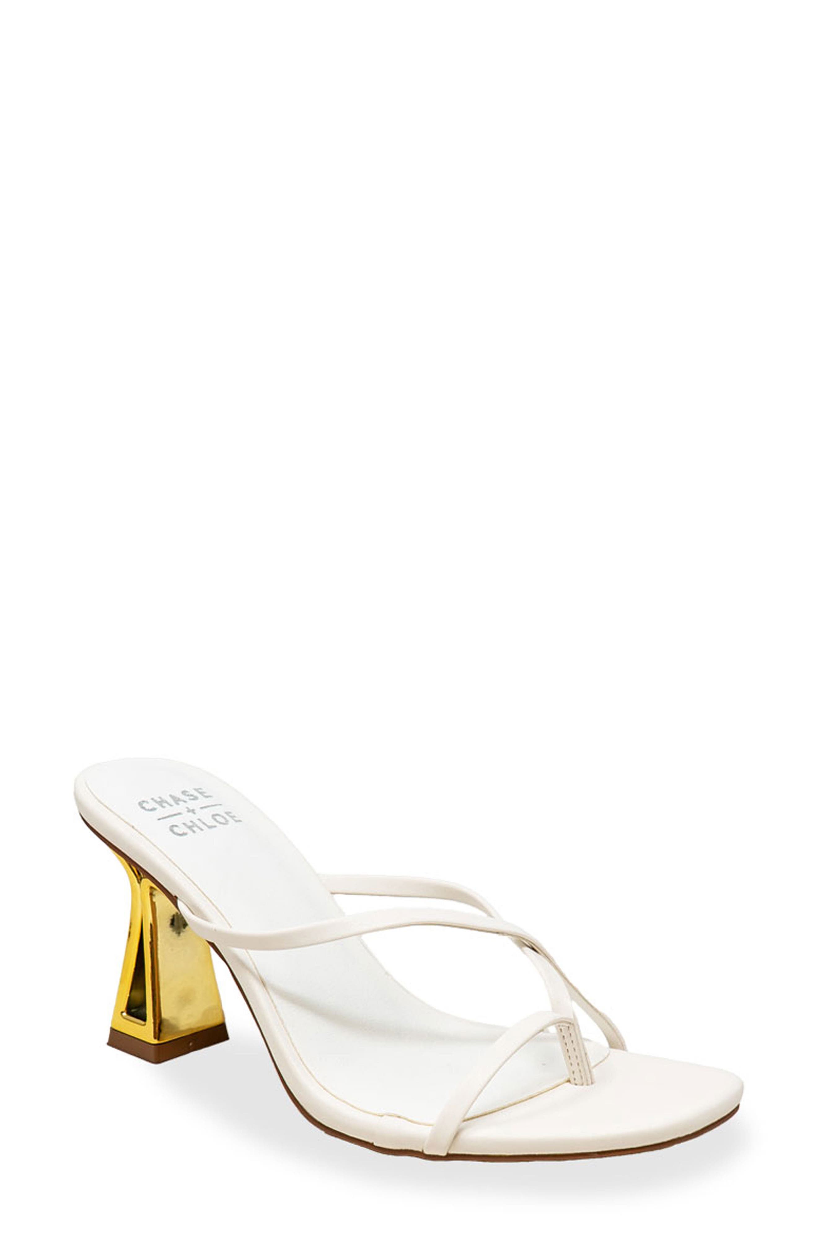 Sculpted Strappy Toe Post Sandal, Main, color, WHITE PU
