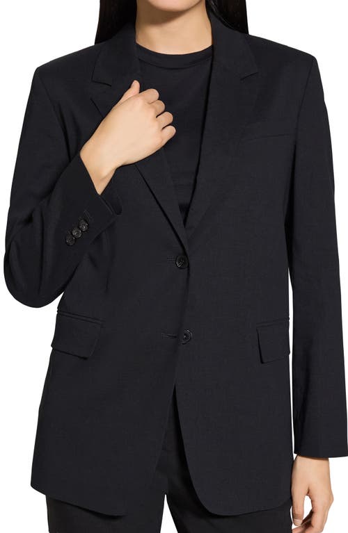 Theory Linen Blend Blazer In Black