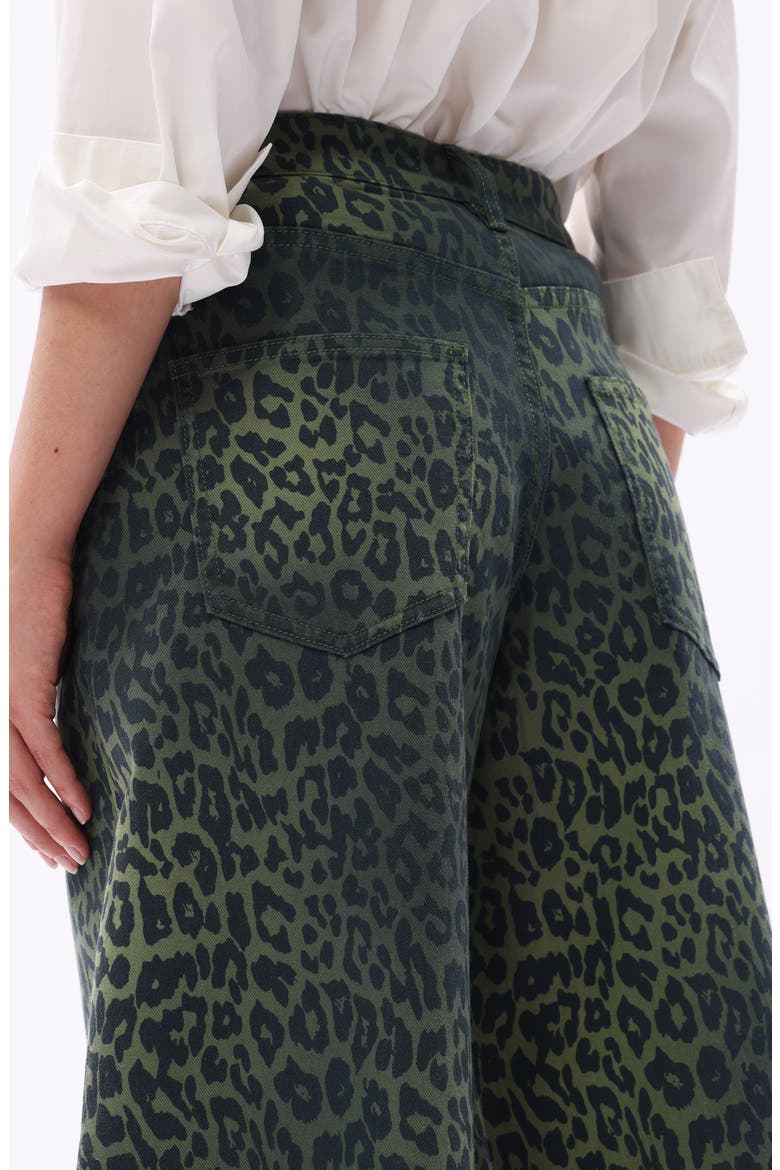 Ombré Leopard Print High Waist Barrel Jeans, Alternate, color, GREEN