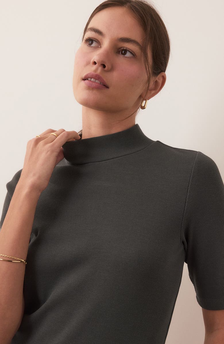 Marine Layer Lexi Short Sleeve Mock Neck Rib Top, Alternate, color, 