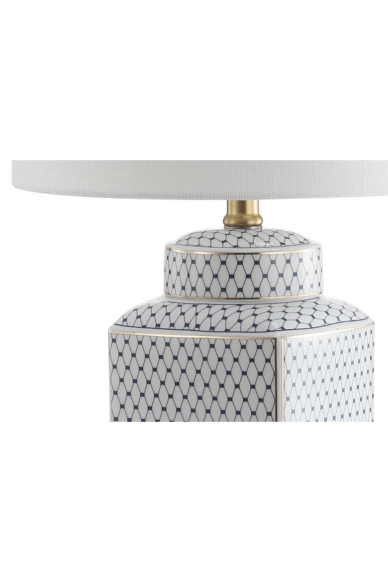 Cleo Ceramic/Metal Ginger Jar LED Table Lamp, Alternate, color, White/Navy