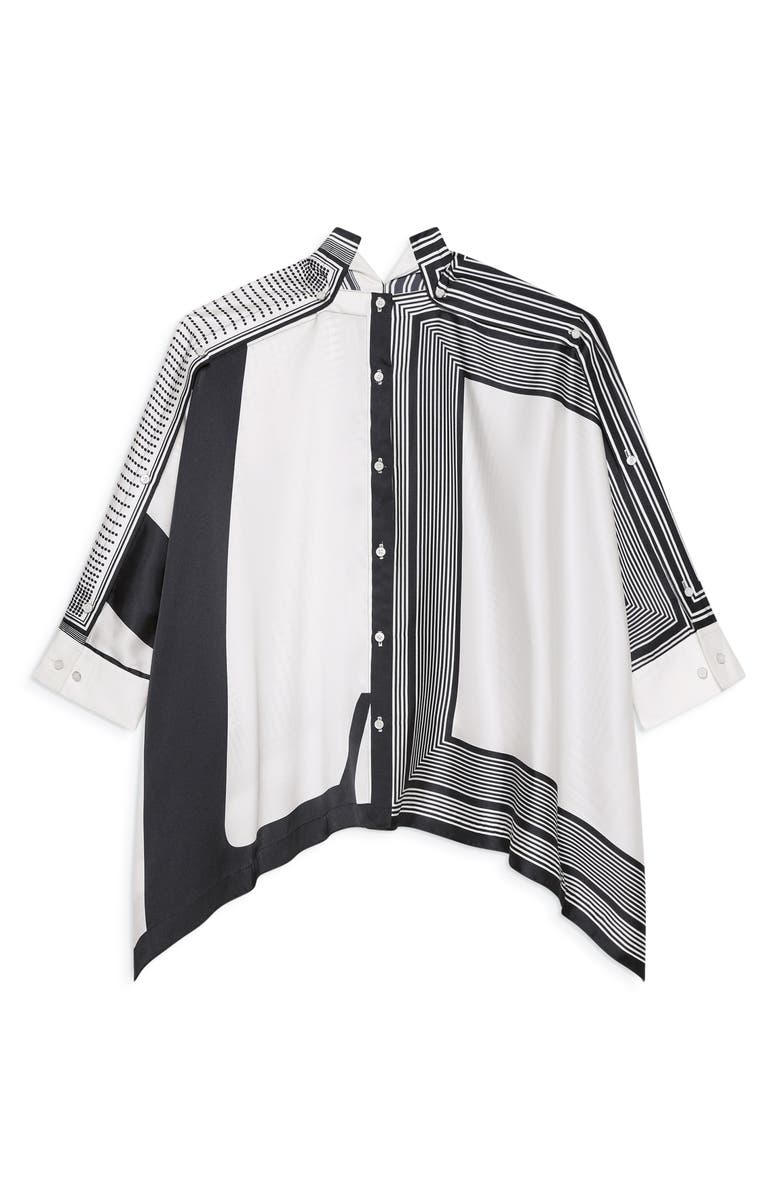 Helmut Lang Scarf Button-Up Shirt, Alternate, color, Black/ White
