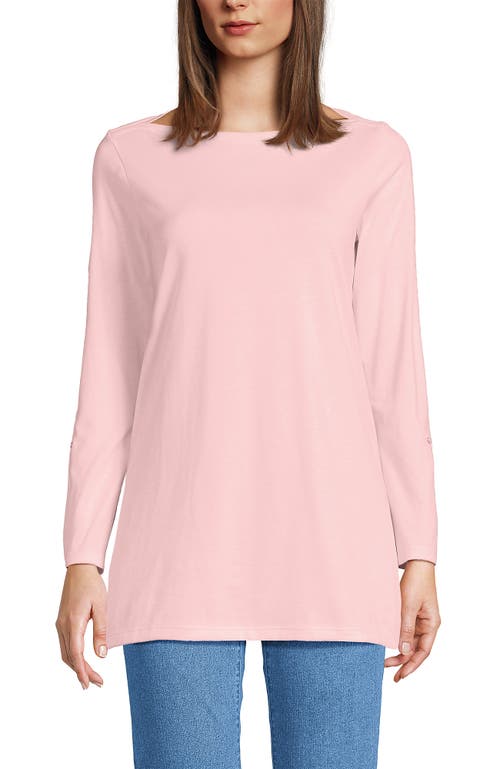 Lands' End Supima Cotton Adjustable 3/4 Sleeve Boatneck Tunic In Pink