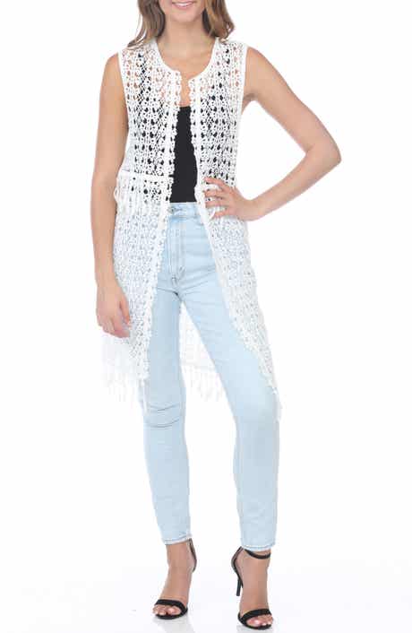 RAIN AND ROSE Crochet Longline Duster Cardigan