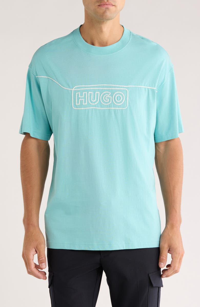 HUGO Noideryo Logo Appliqué T-Shirt, Main, color, Turquoise/ Aqua