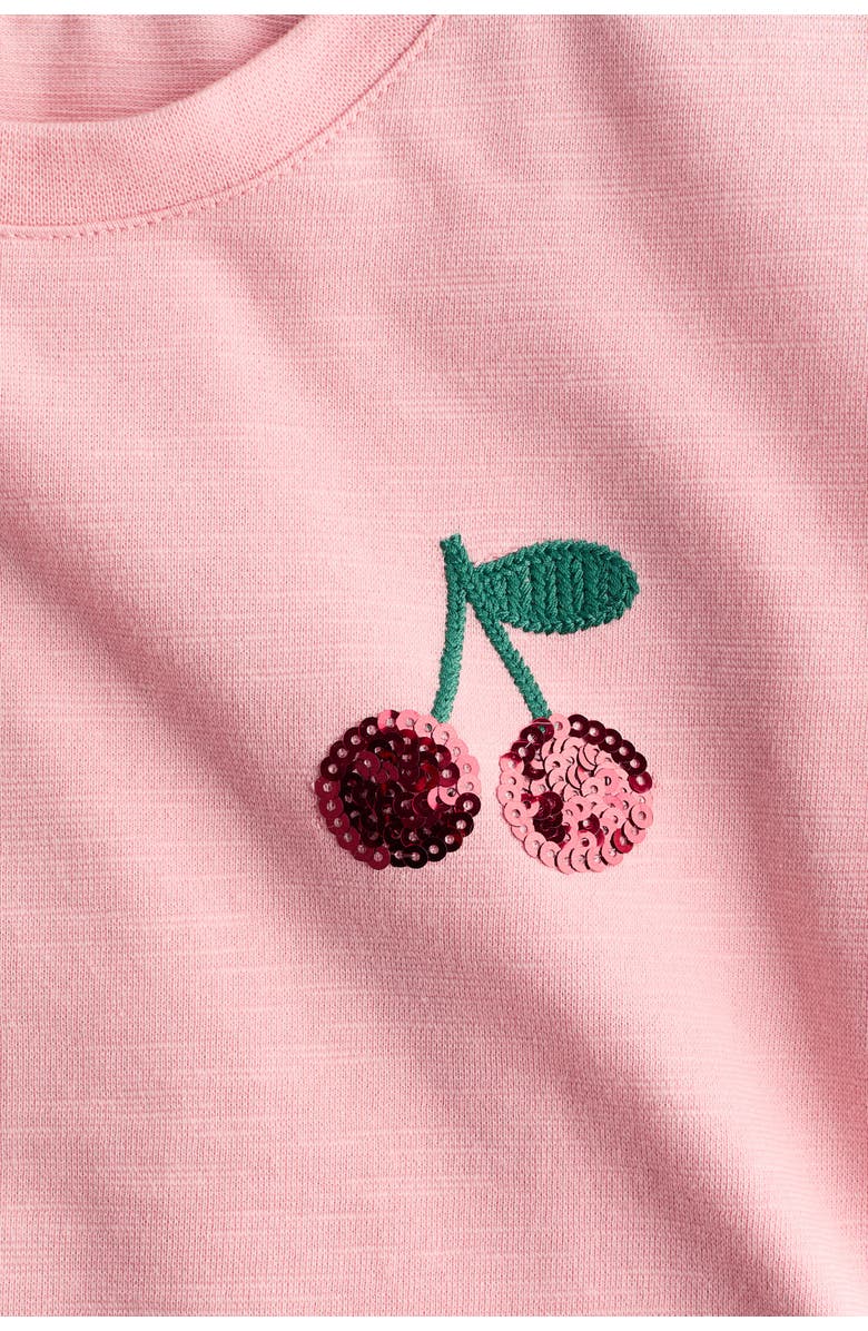 H&M Motif-detail T-shirt Dress, Alternate, color, Light Pink/Cherries