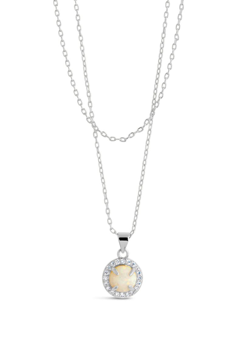 Sterling Forever Fabienne Cubic Zirconia & Opal Layered Pendant Necklace, Alternate, color, Silver