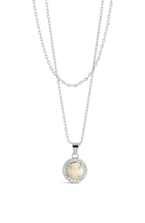 Sterling Forever Fabienne Cubic Zirconia & Opal Layered Pendant Necklace
