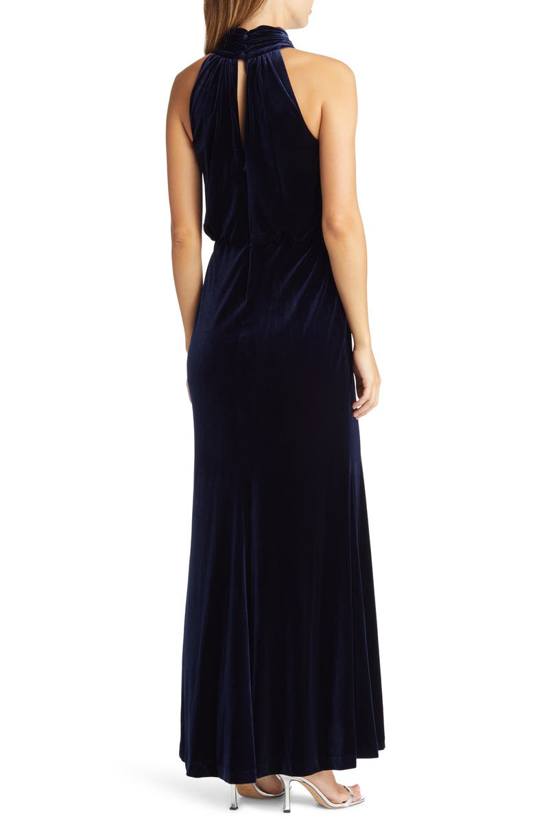 Eliza J Mock Neck Blouson Gown, Alternate, color, Navy