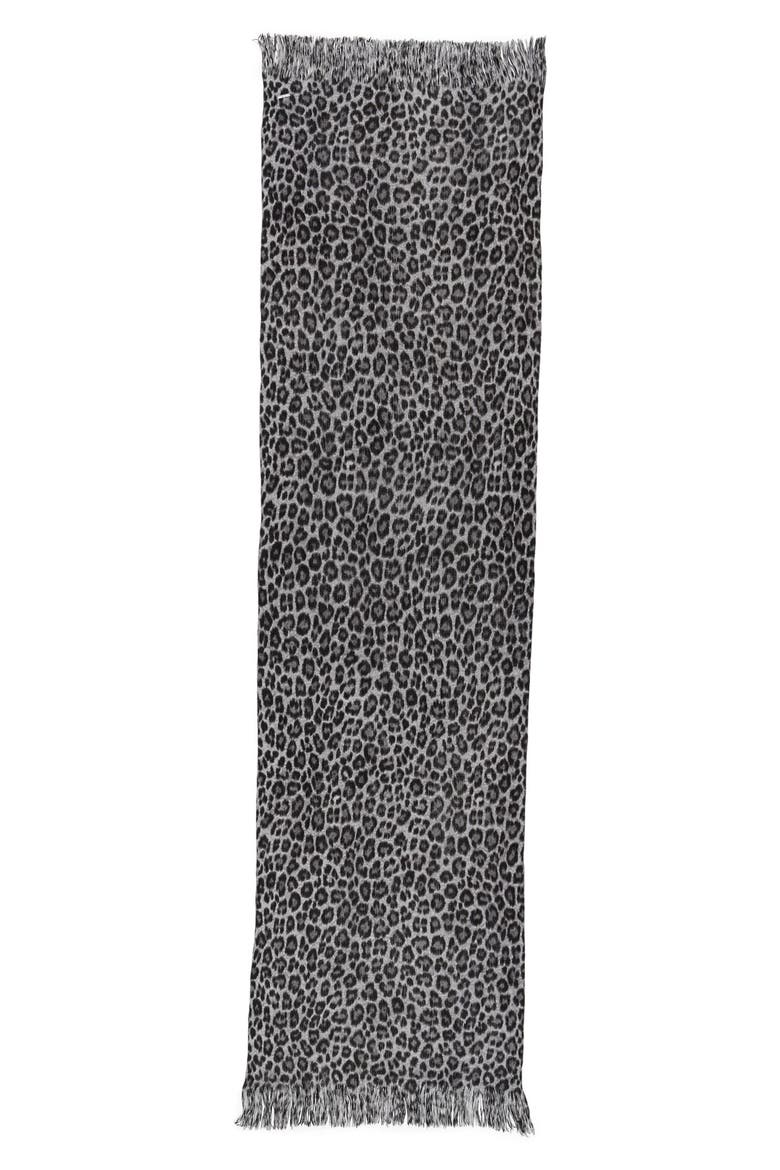 Leopard Print Scarf, Alternate, color, GREY