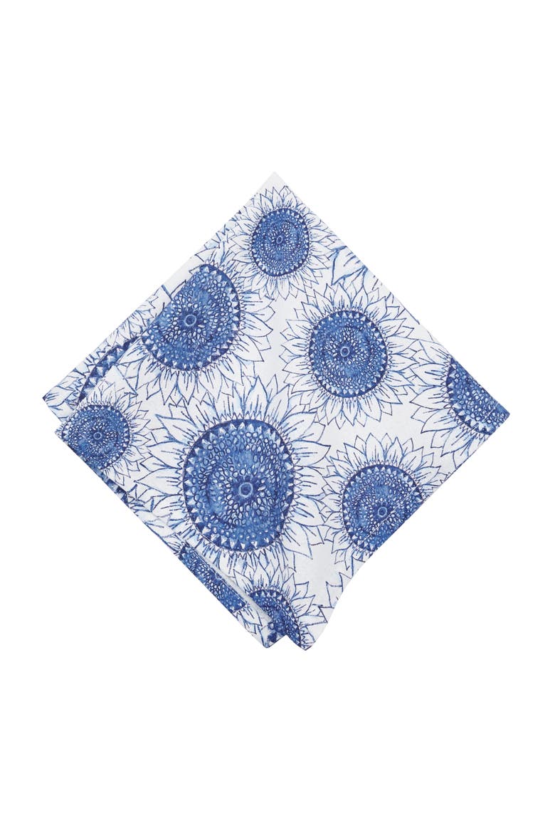 Blue Harvest Sunflower Cloth Napkins, Set of 6, Alternate, color, Blue