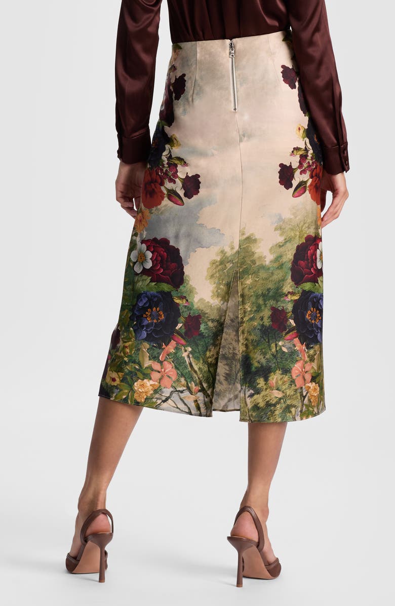 Alice + Olivia Maeve Floral Print Slip Skirt, Alternate, color, Forbidden Forest