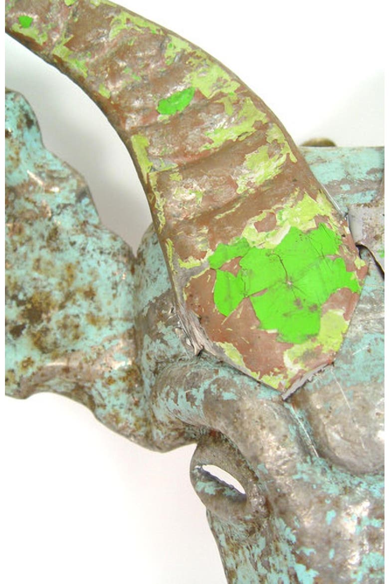 Springbok Animal Mask - Recycled Metal Wall Art, Alternate, color, Grey