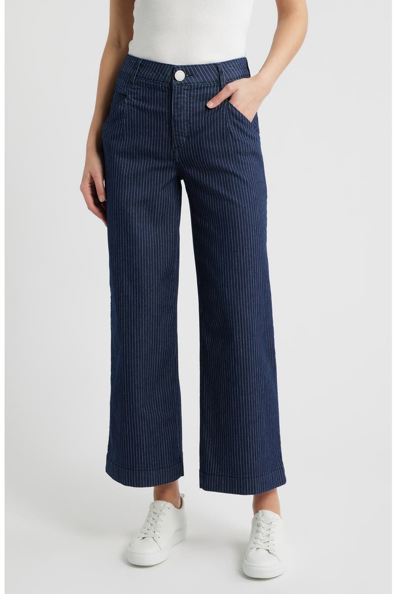 Wyatt Skyrise Stripe V-Pocket Ankle Wide Leg Jeans, Main, color, INDIGO