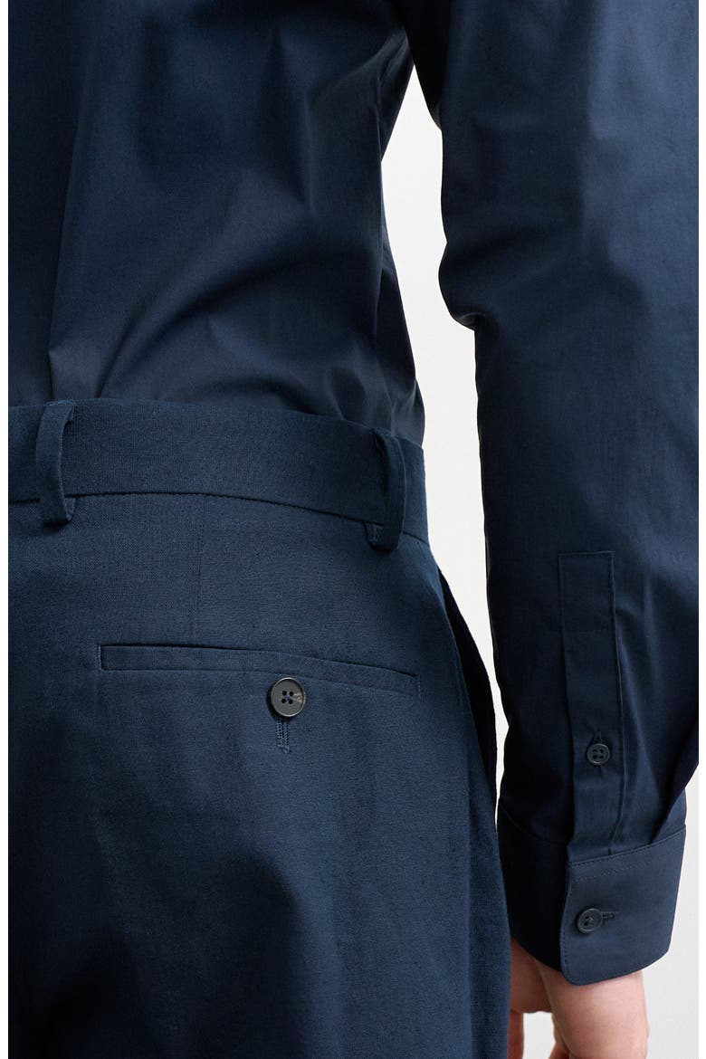 Linen Blend Straight Leg Pants, Alternate, color, NAVY