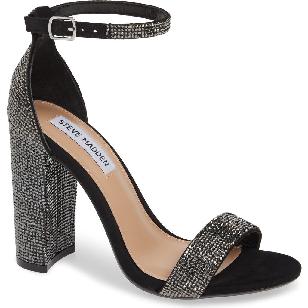 Steve Madden Carrson Ankle Strap Sandal In Black Crystal