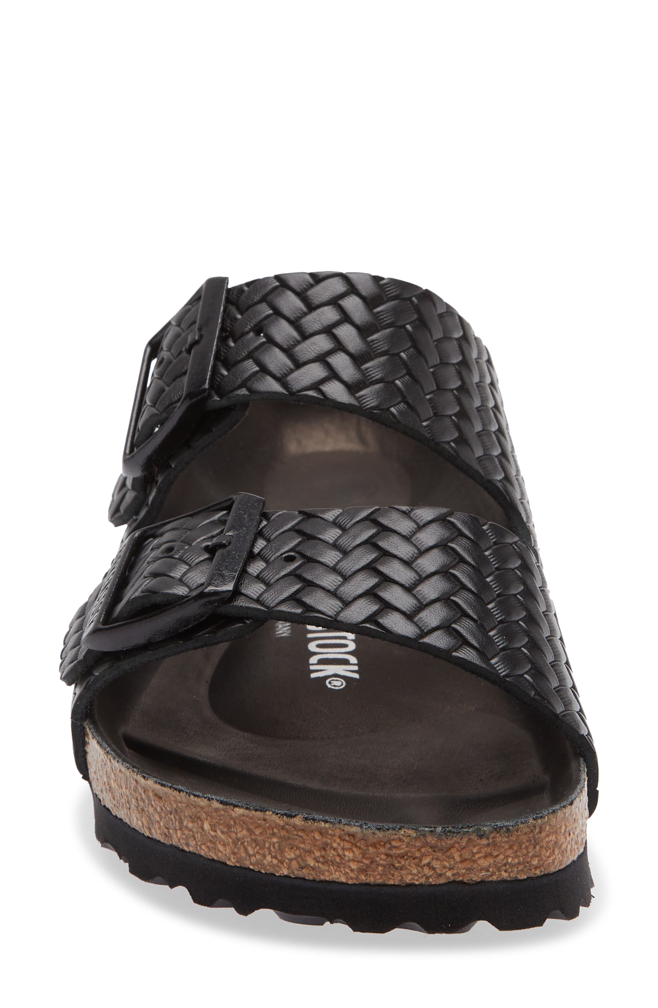 Birkenstock Arizona Woven Embossed Slide Sandal, Alternate, color, Black