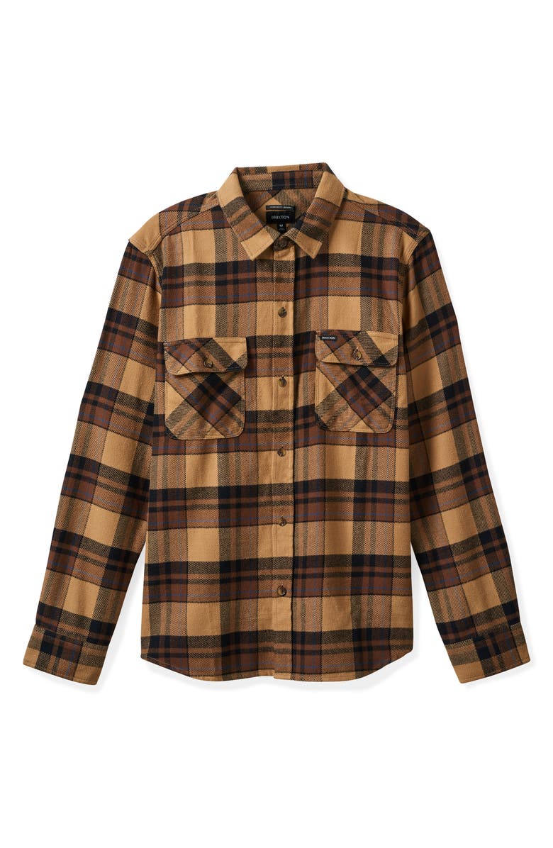 Brixton Bowery Oversize Plaid Flannel Button-Up Shirt, Alternate, color, 