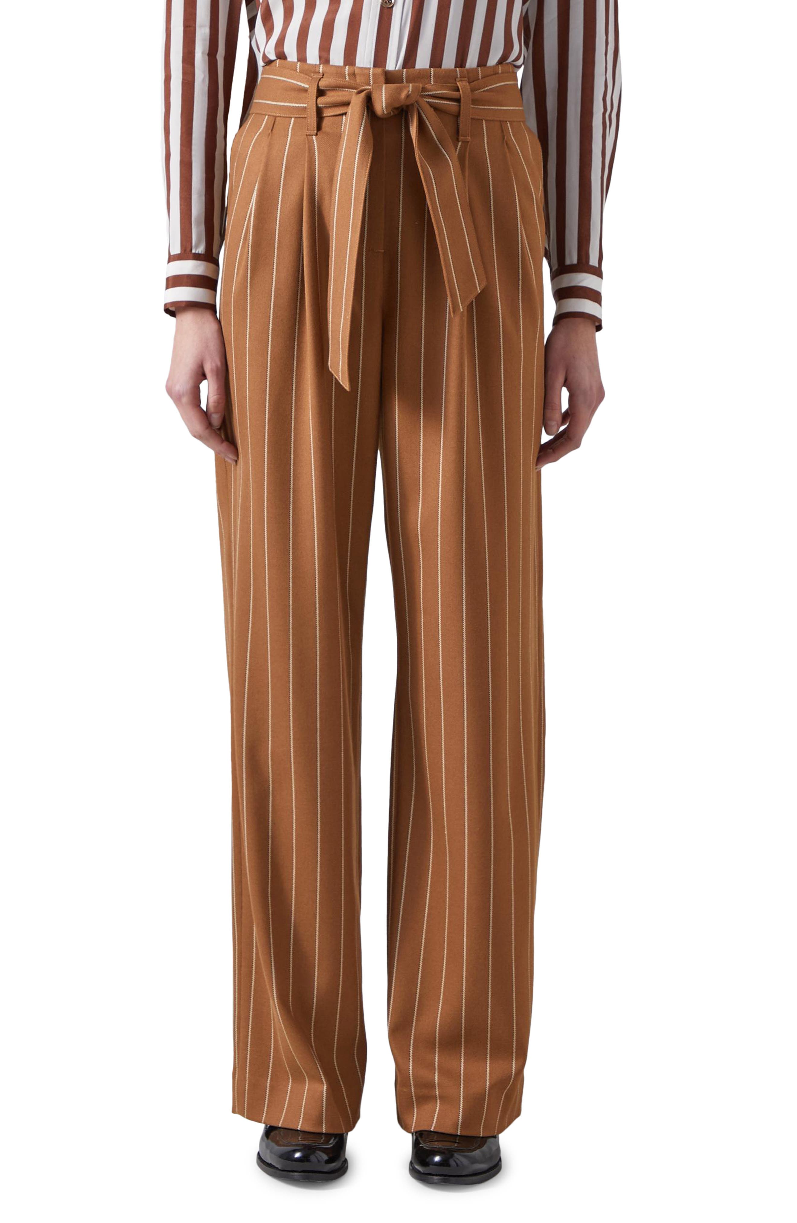 Ellis Stripe Tie Waist Straight Leg Pants