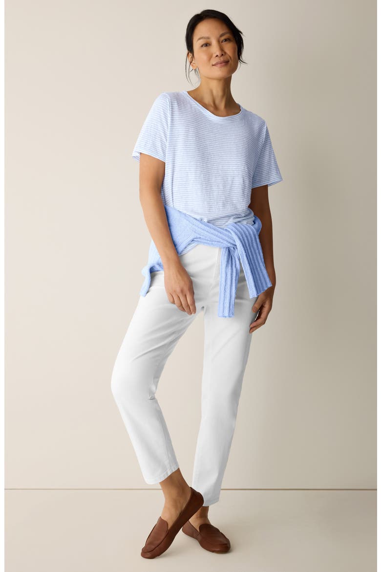 Stripe Organic Linen T-Shirt, Alternate, color, SKYLIGHT
