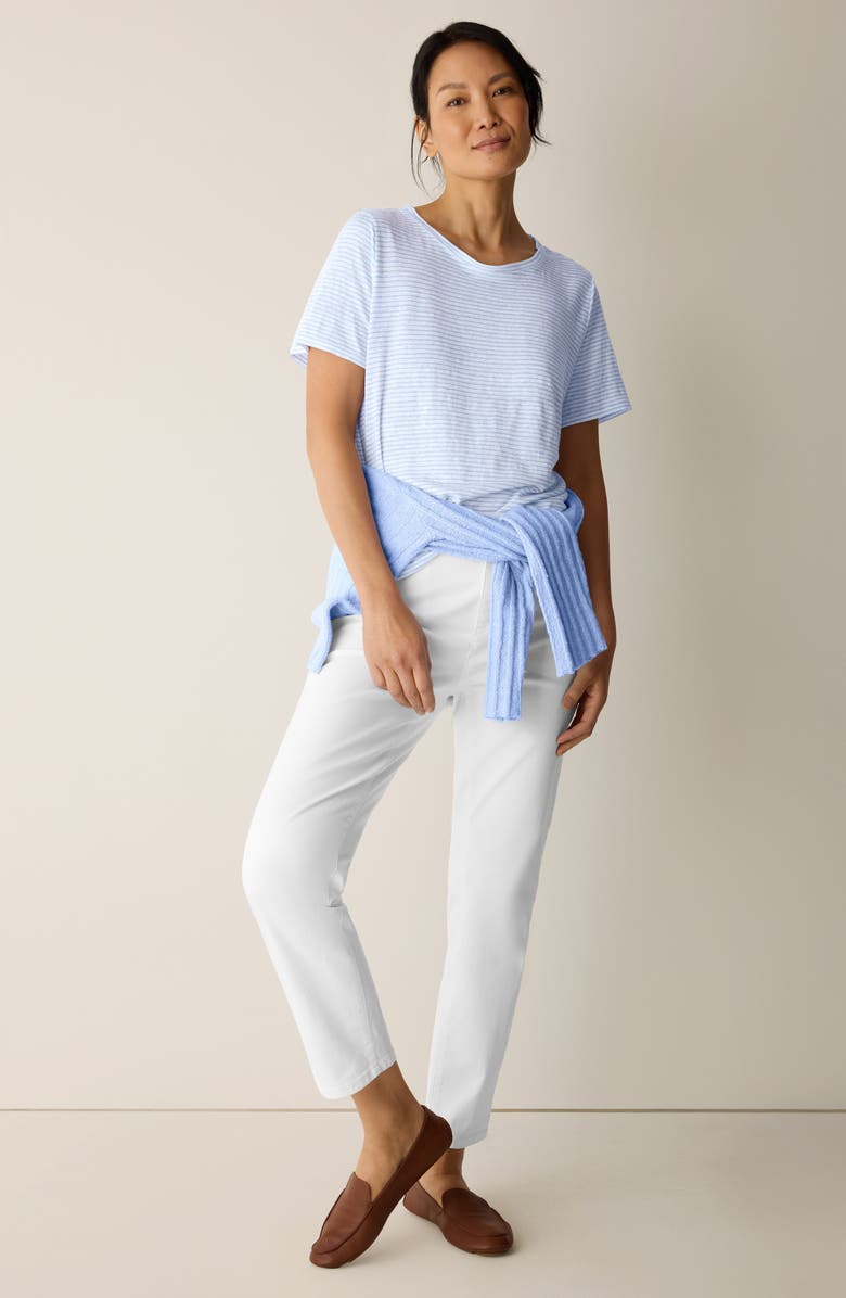 Eileen Fisher Stripe Organic Linen T-Shirt, Alternate, color, Skylight