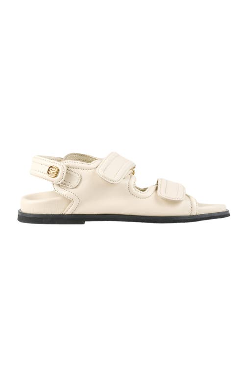 Sandro Plain Leather Lambskin Sandals In Vanilla