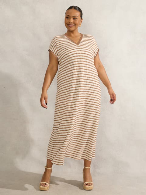Contrast Stripe Crochet Dress