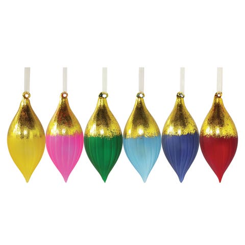 Boho Gold and Color Ornaments Set of 6