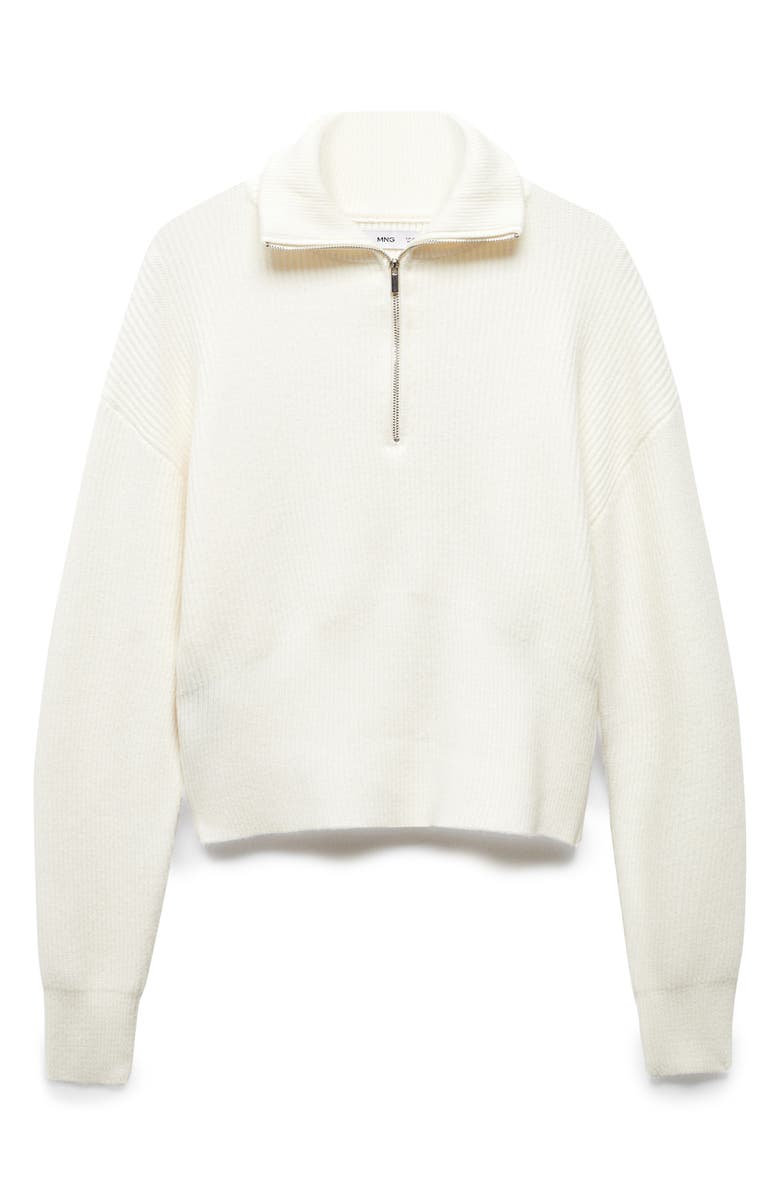 MANGO Half Zip Rib Sweater, Alternate, color, 