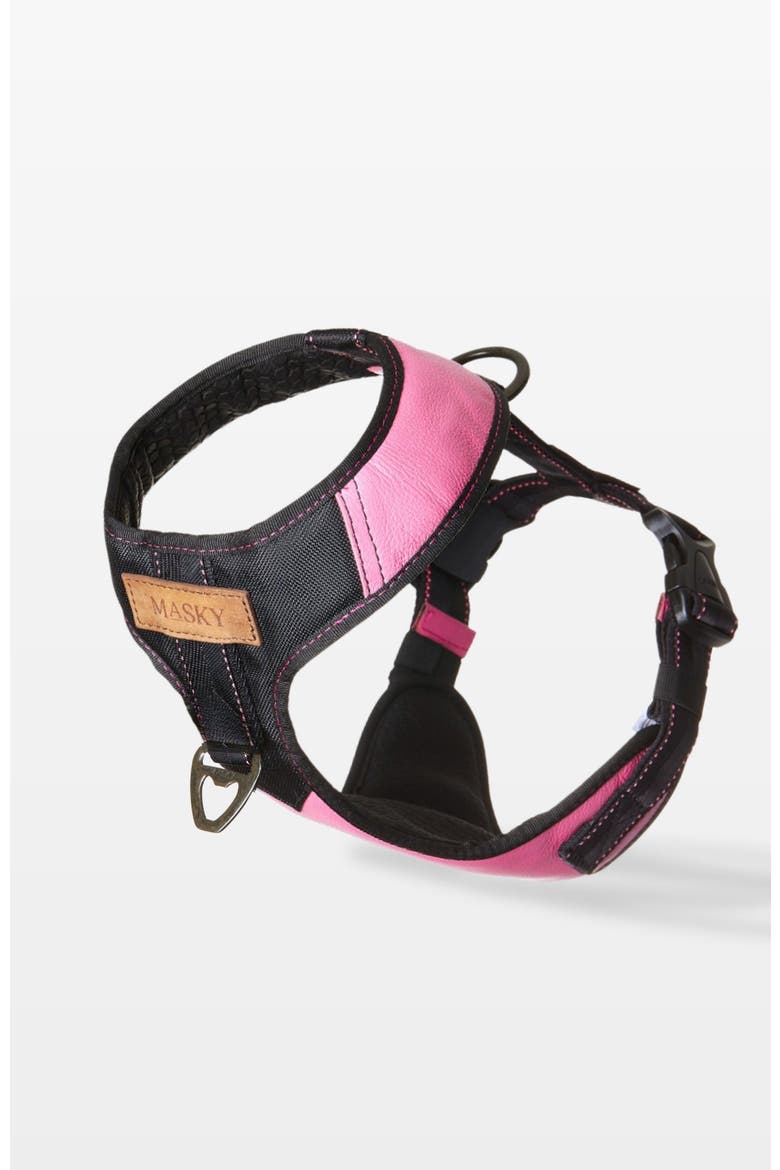 Bold Control Leather Harness, Main, color, Bright Pink