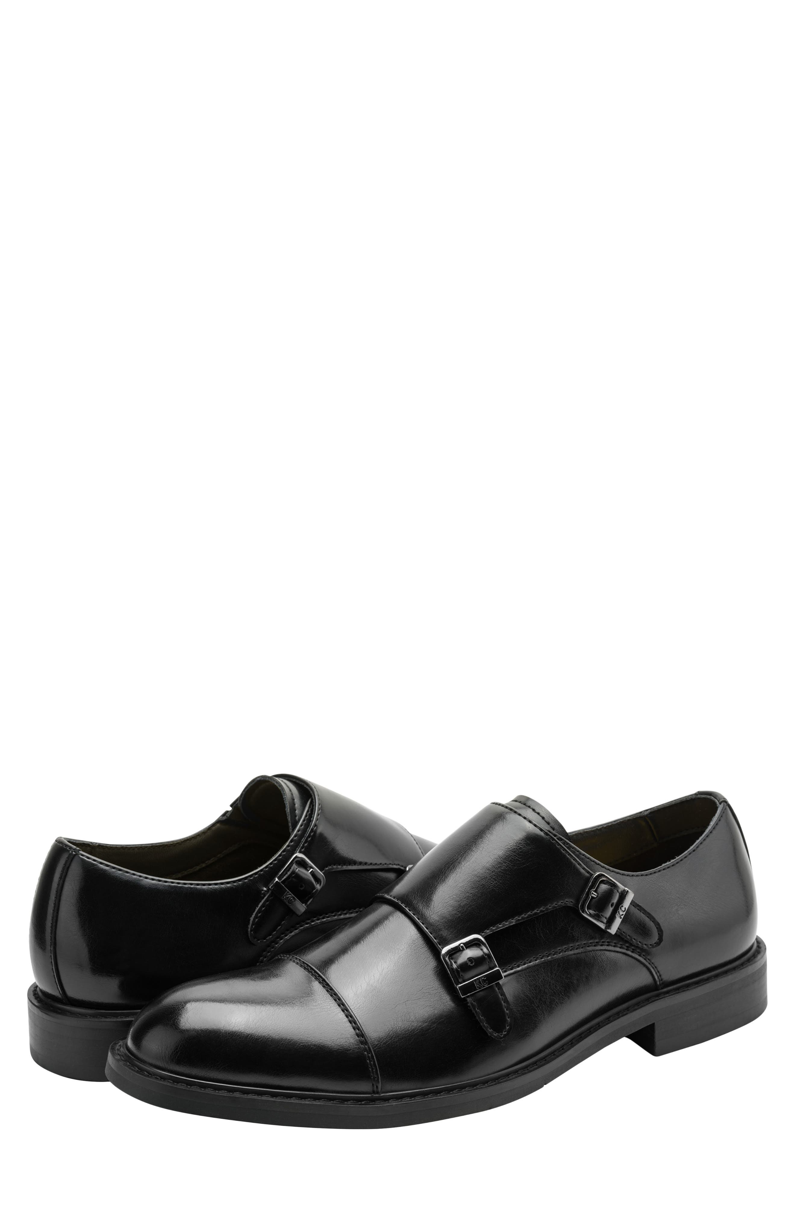 Kenneth Cole Reaction Leland Cap Toe Two Buckle Monk Shoe, Alternate, color, Black