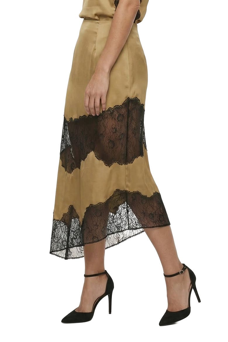 Elenor Lace Insert Midi Skirt, Alternate, color, Light Green