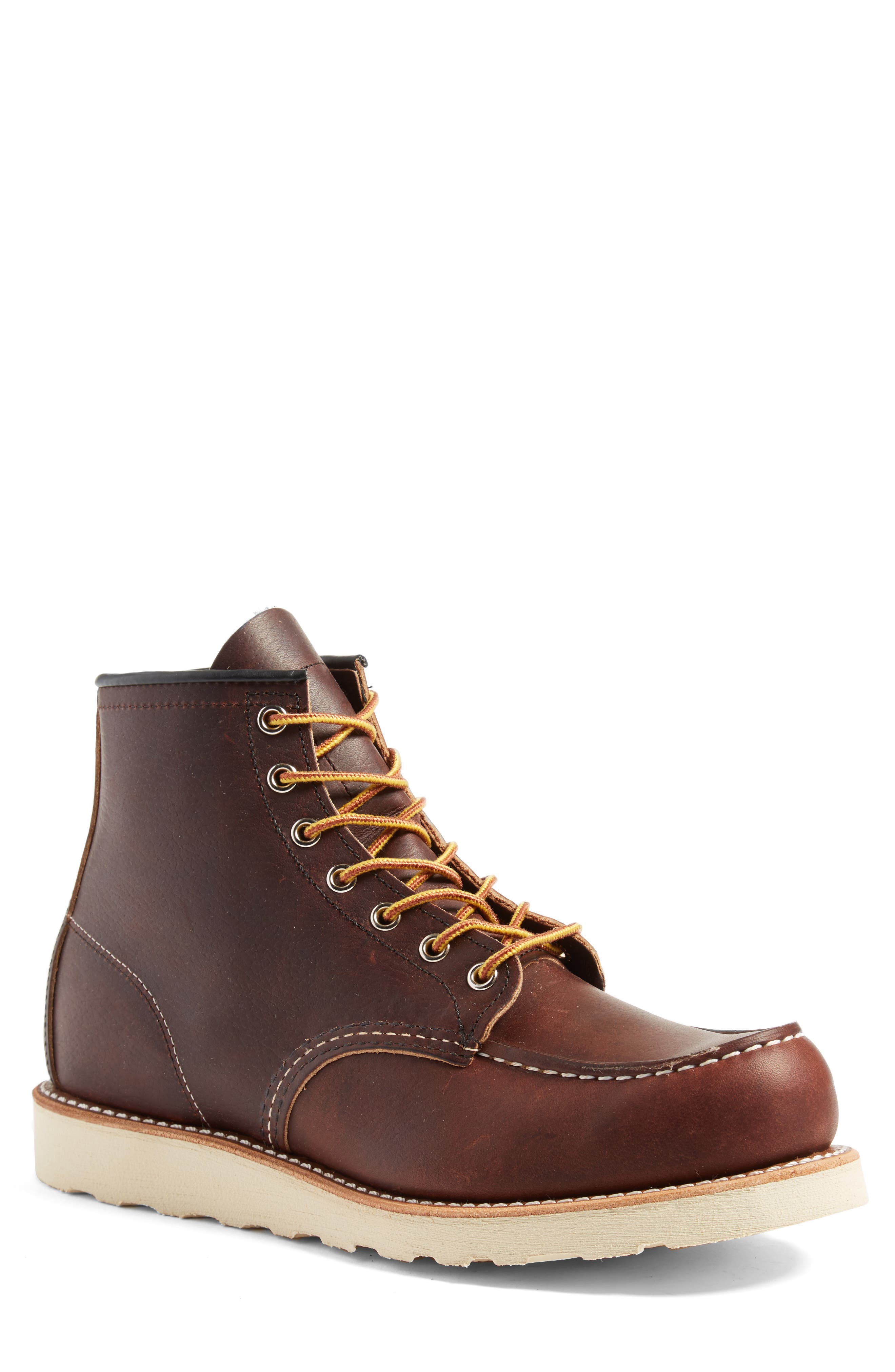 Red Wing 6 Inch Moc Toe Boot, Main, color, Brown Leather