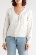 Madden Girl V-Neck Cable Knit Sweater