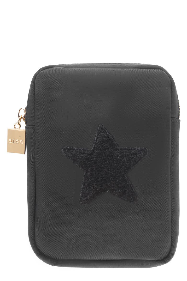 Mini Star Cosmetics Bag, Main, color, BLACK/ BLACK