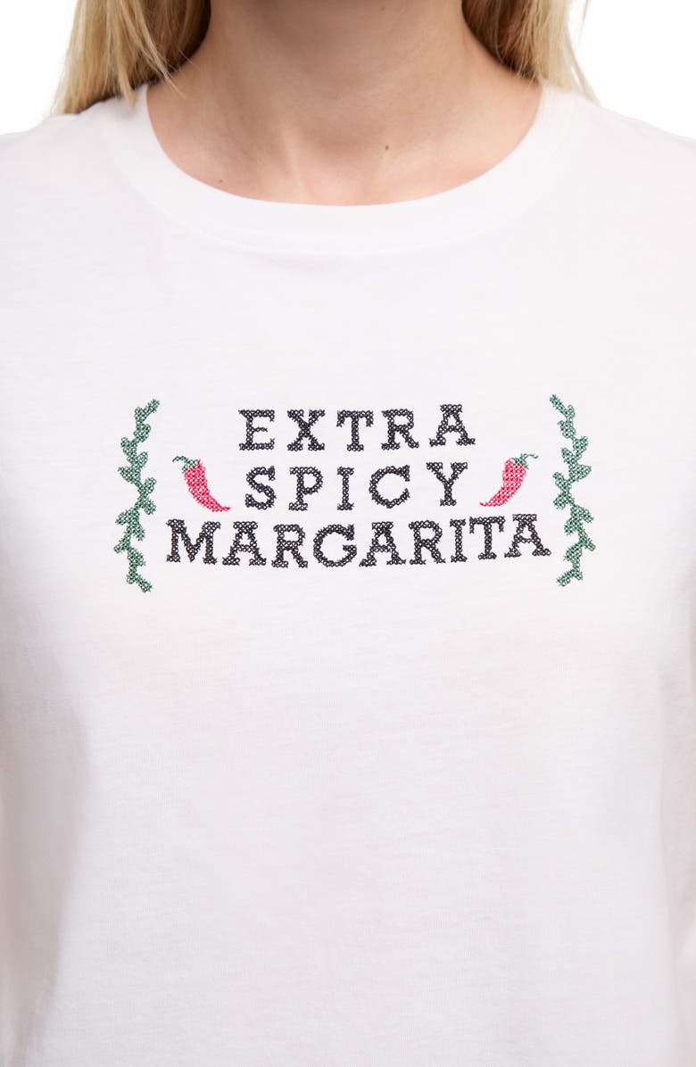 Wildfox Lina Extra Spicy Embroidered T-Shirt, Alternate, color, Snow White