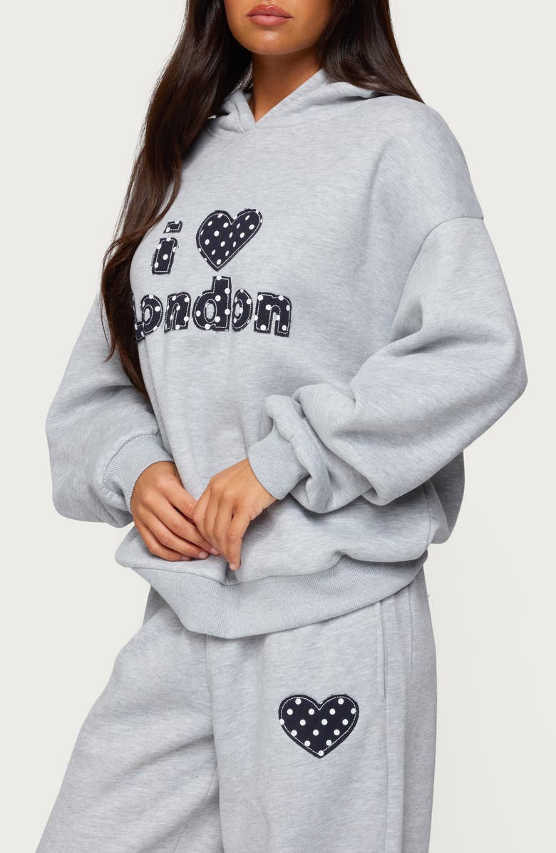 EDIKTED I Heart London Hoodie, Alternate, color, Gray-Melange