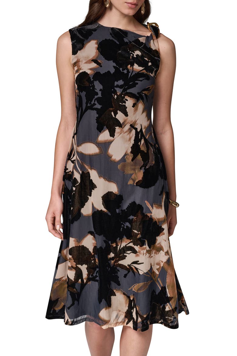 Floral Burnout Velvet Dress, Alternate, color, ESPRES MUL
