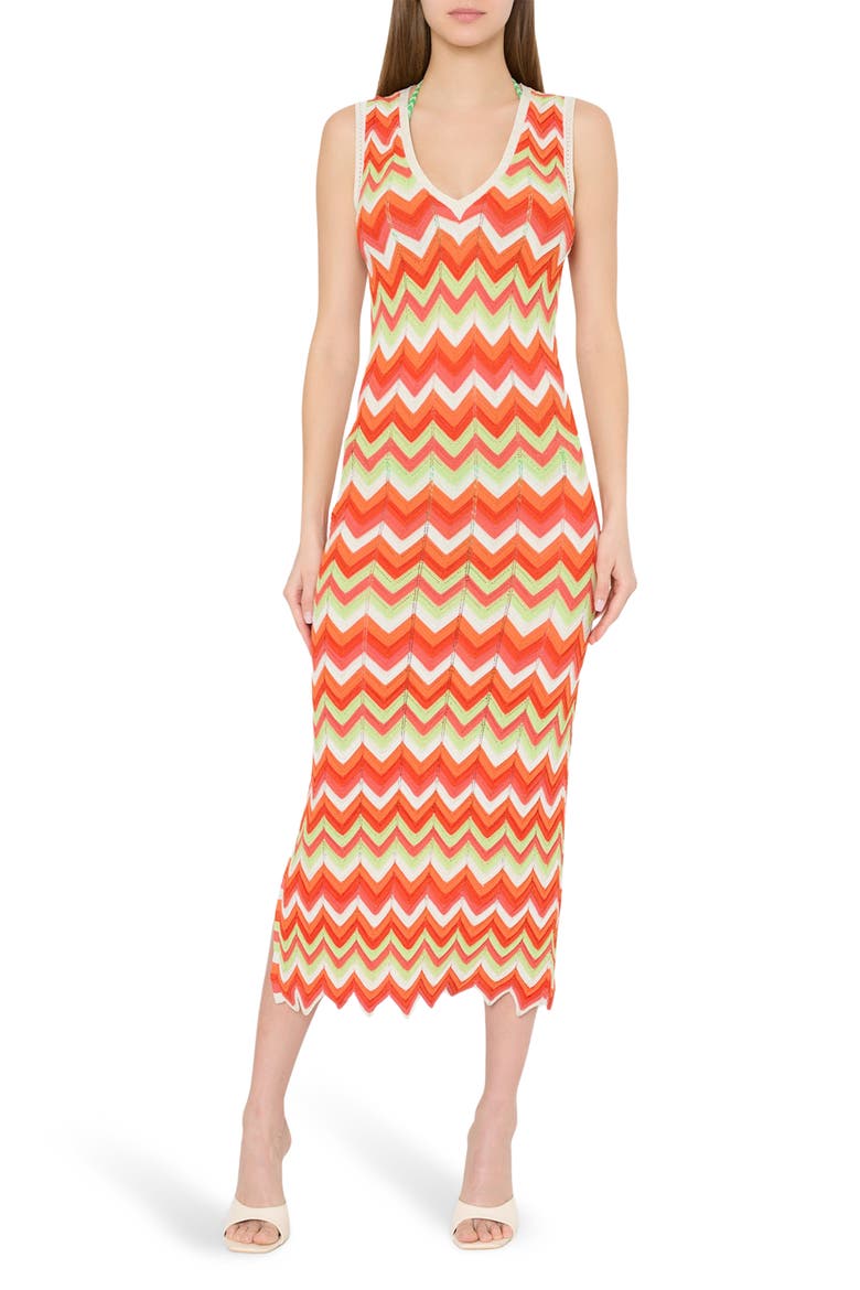 Kaela Metallic Cover-Up Knit Midi Dress, Main, color, ORANGE MULTI