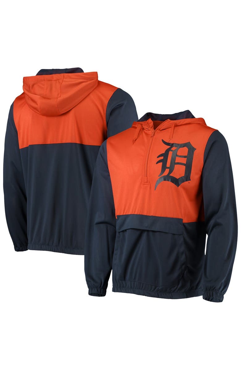 STITCHES Men's Stitches Navy/Orange Detroit Tigers Anorak Hoodie Half-Zip Jacket, Main, color,
