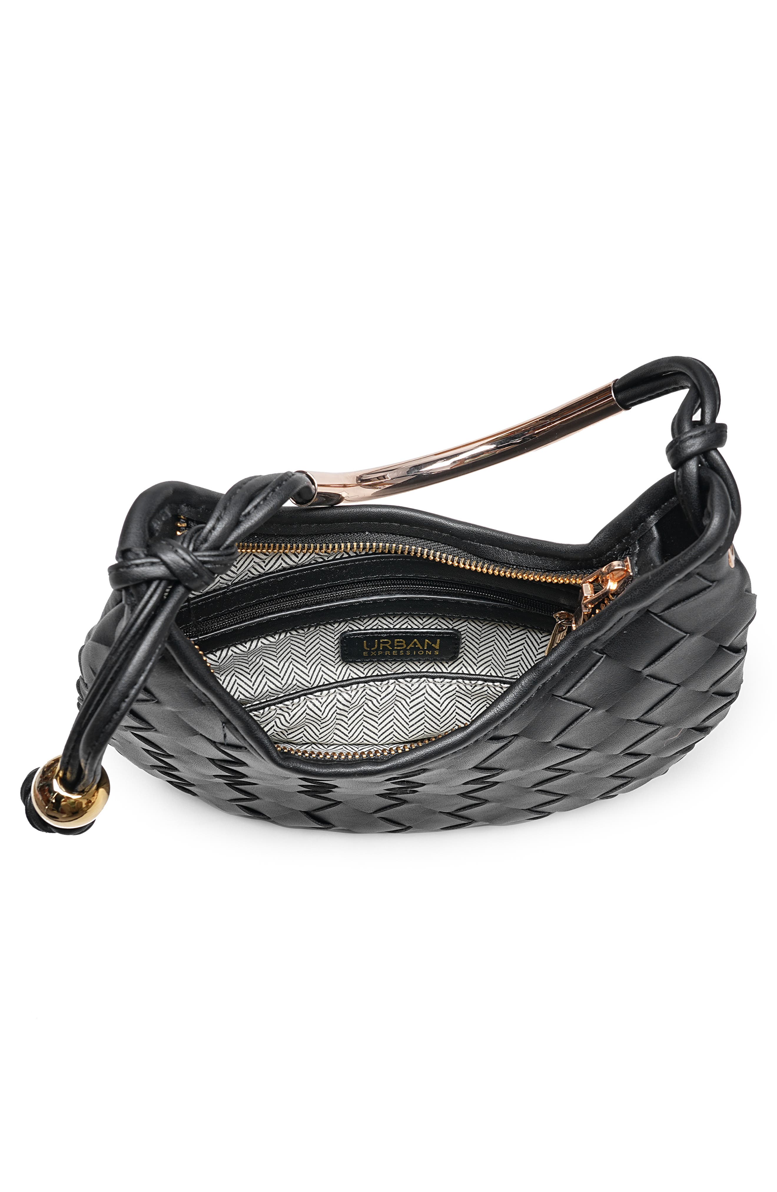 MODA LUXE Woven Faux Leather Shoulder Bag, Alternate, color, Black