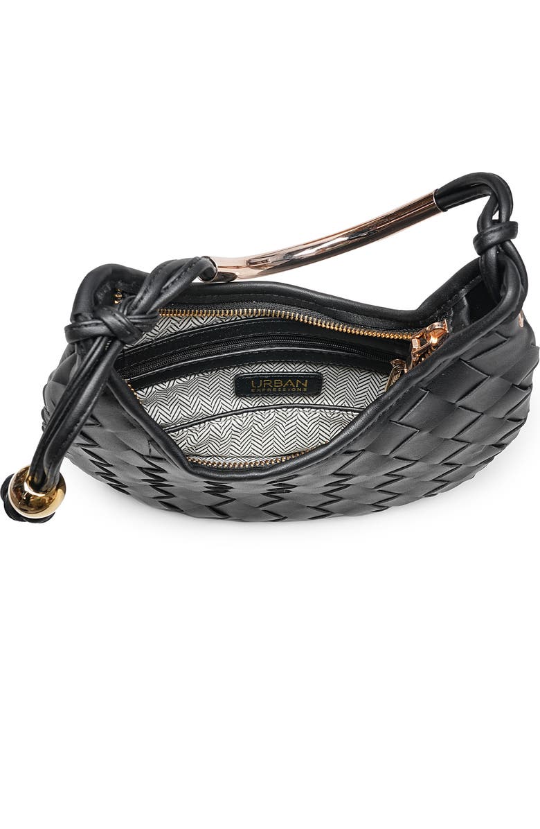 MODA LUXE Woven Faux Leather Shoulder Bag, Alternate, color, Black
